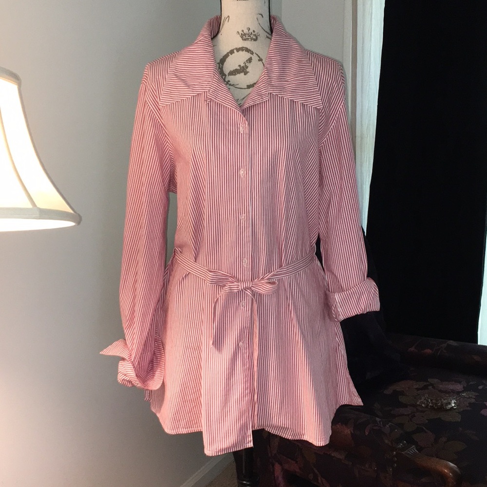 ASHLEY STEWART PINSTRIPE DRESS